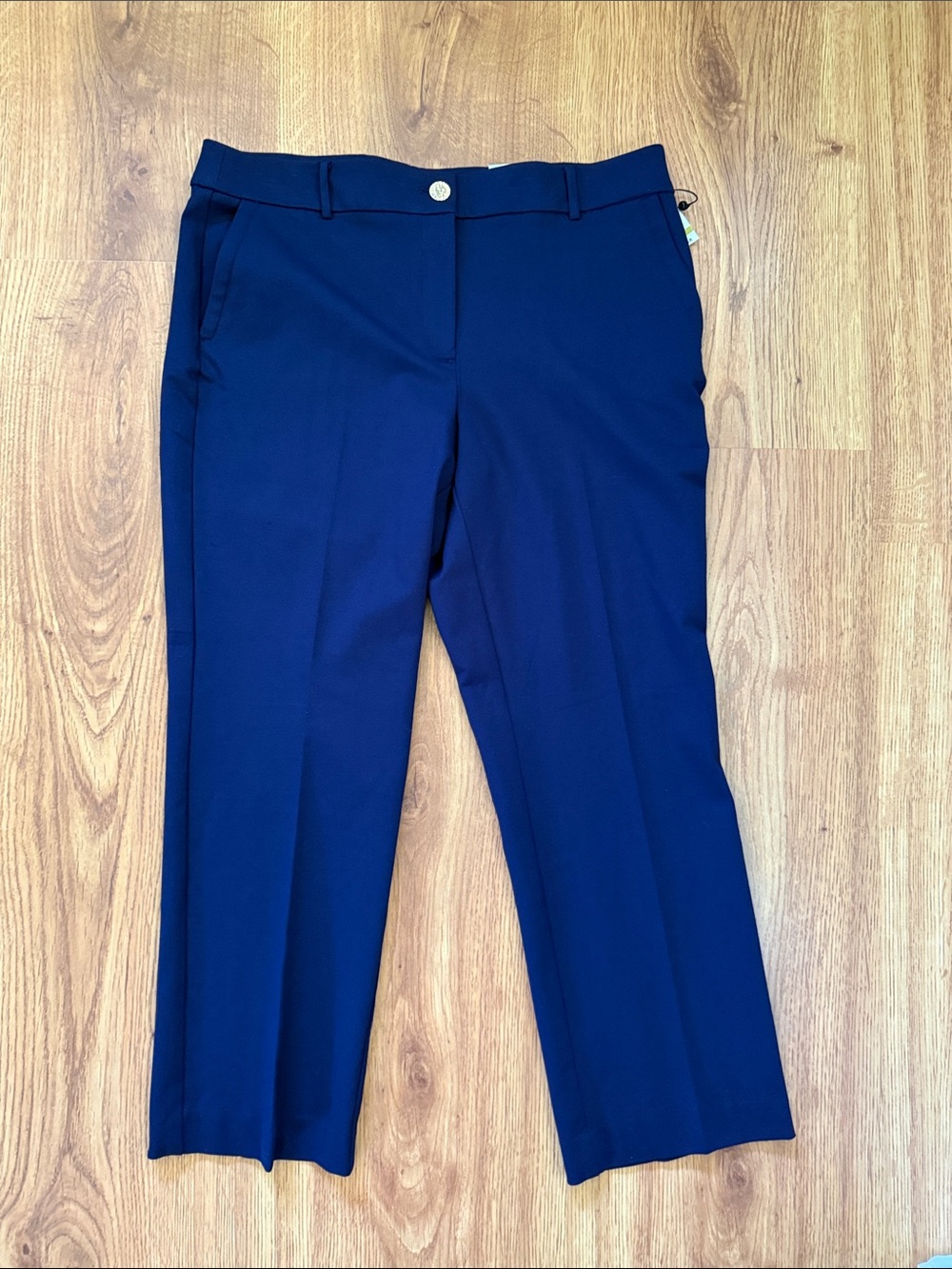 Anne Klein Navy Straight-Leg Work Trousers